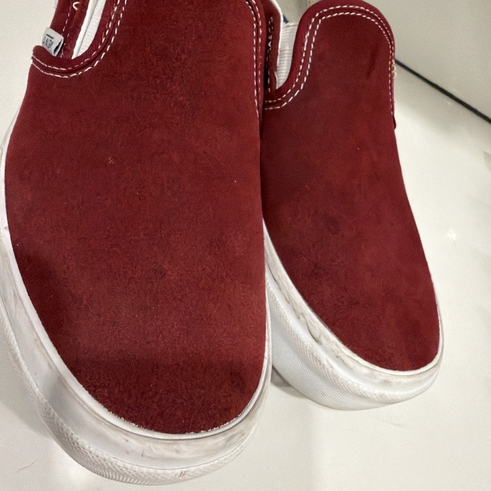 Vans UA Classic Slip-On Stacked Pomegranate Suede Women's Size 7.0 Men's 5.5 - Picture 4 of 9